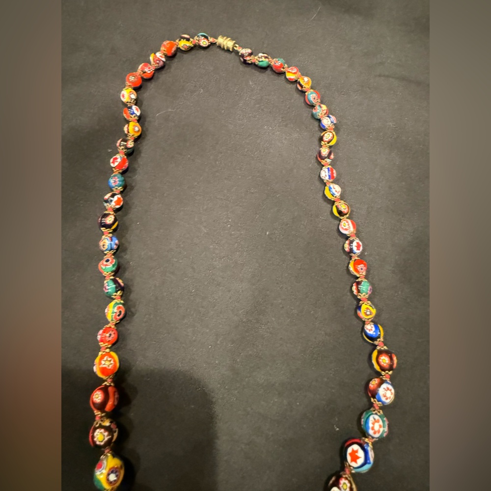 Vintage ERCOLE MORETTI Murano Glass Graduated Bead Millefiori Stunning Necklace - Picture 5 of 16